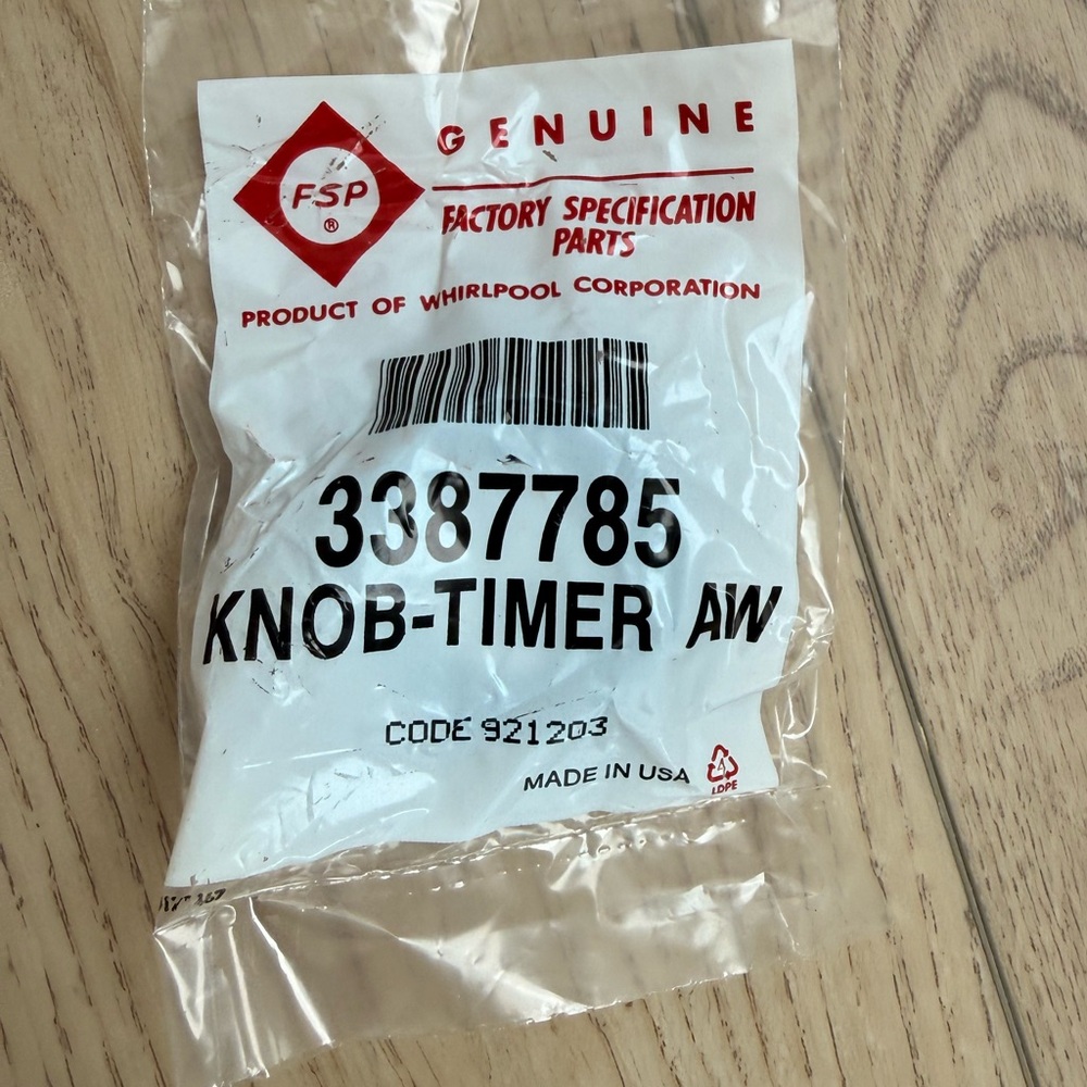 Whirlpool Washer Knob Timer - Black